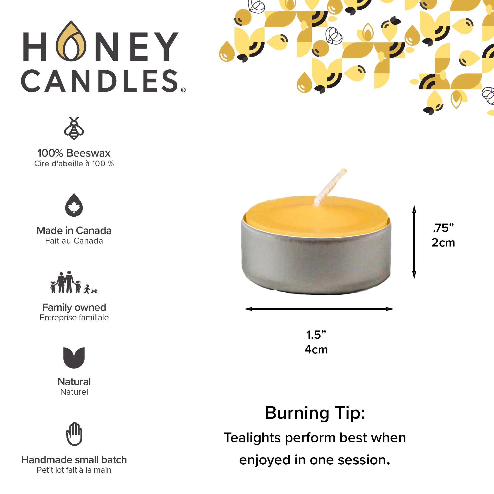 Natural Beeswax Tealight — in Aluminum Cup