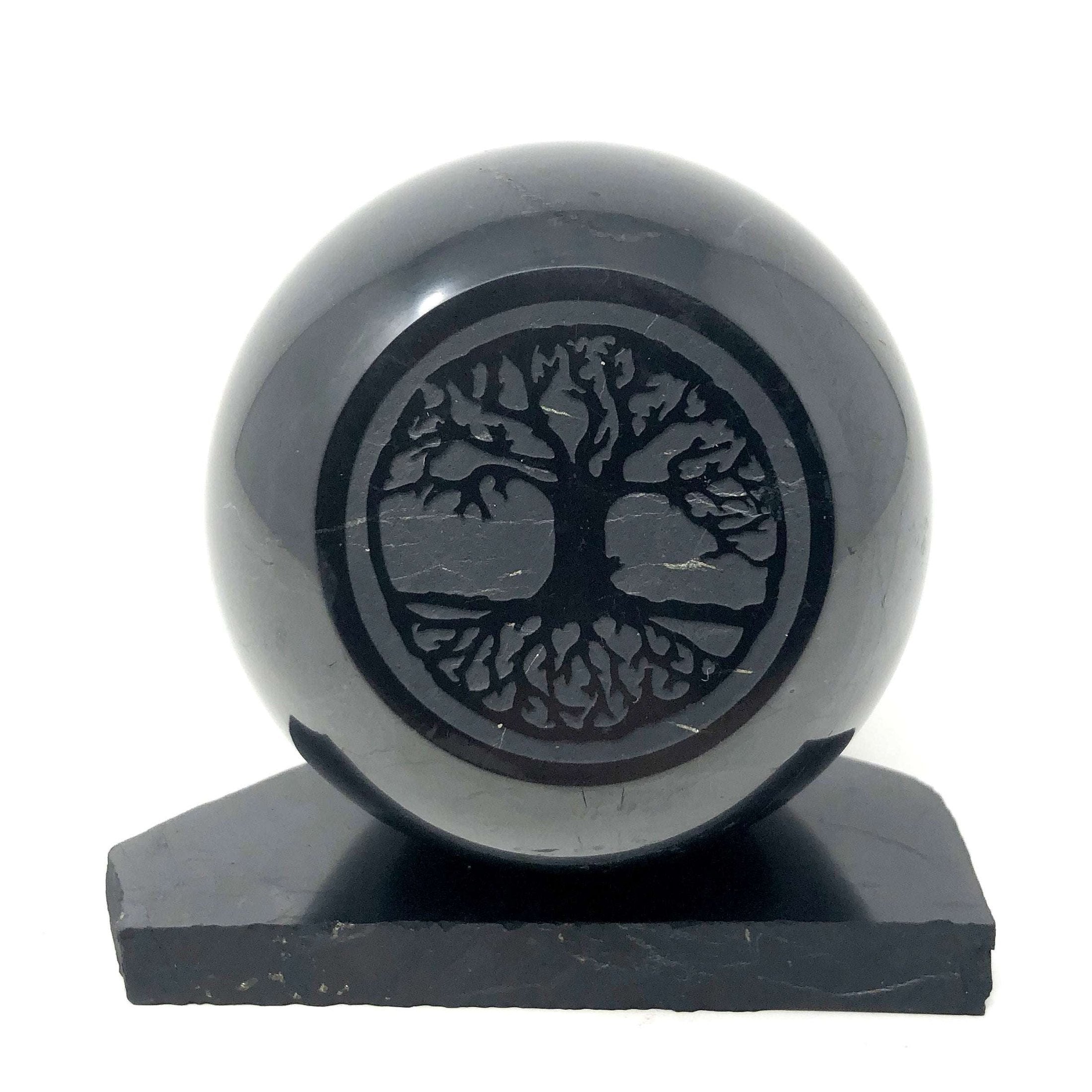 Shungite Engraved Sphere Polished - alter8.com
