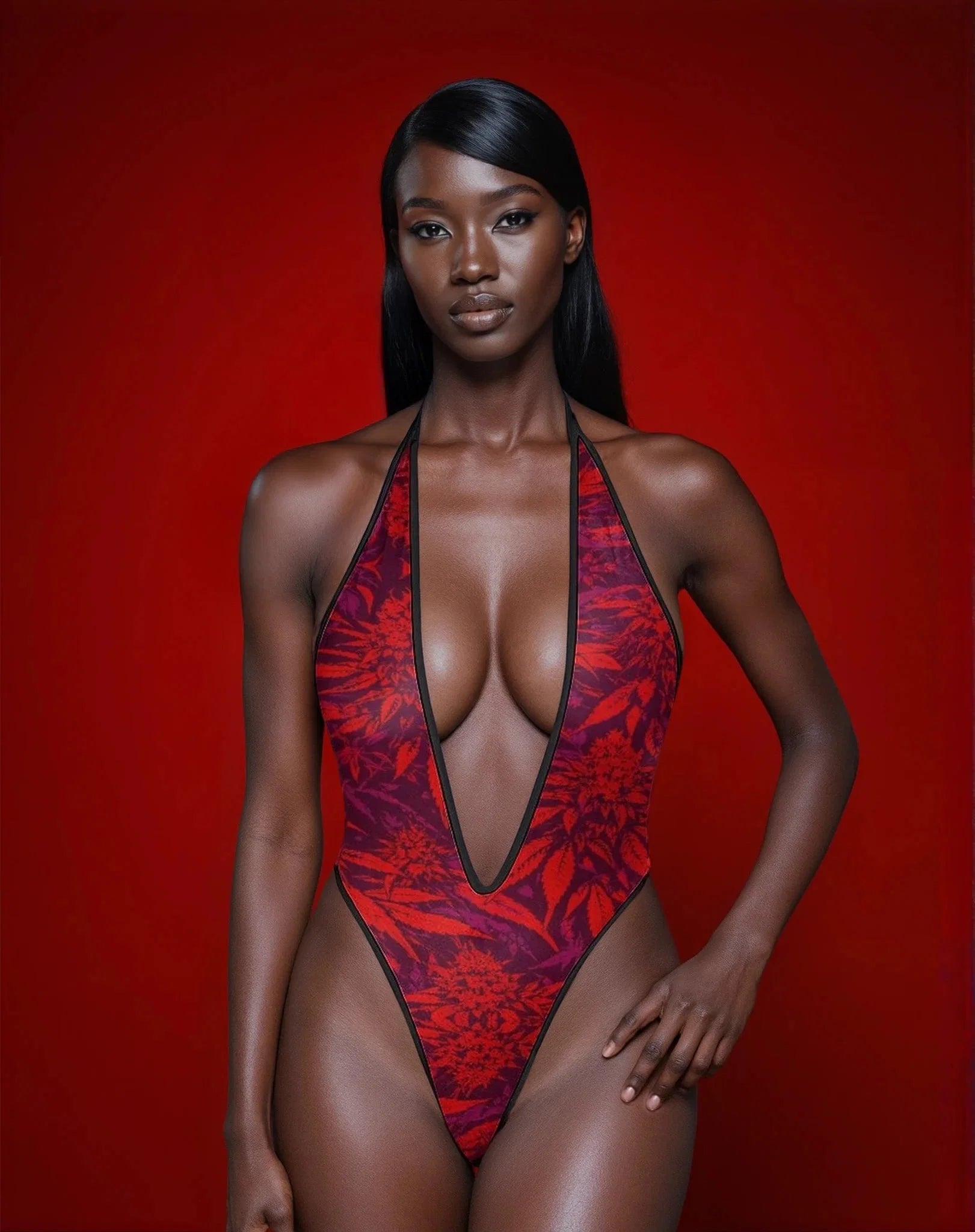 Electric Lettuce Deep-V Thong Bodysuit