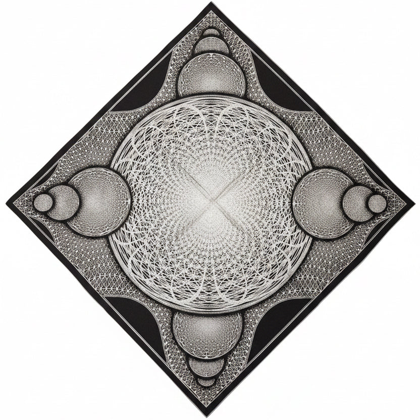Geometric Moon - Crystal Infused Bandana | Altar Cloth