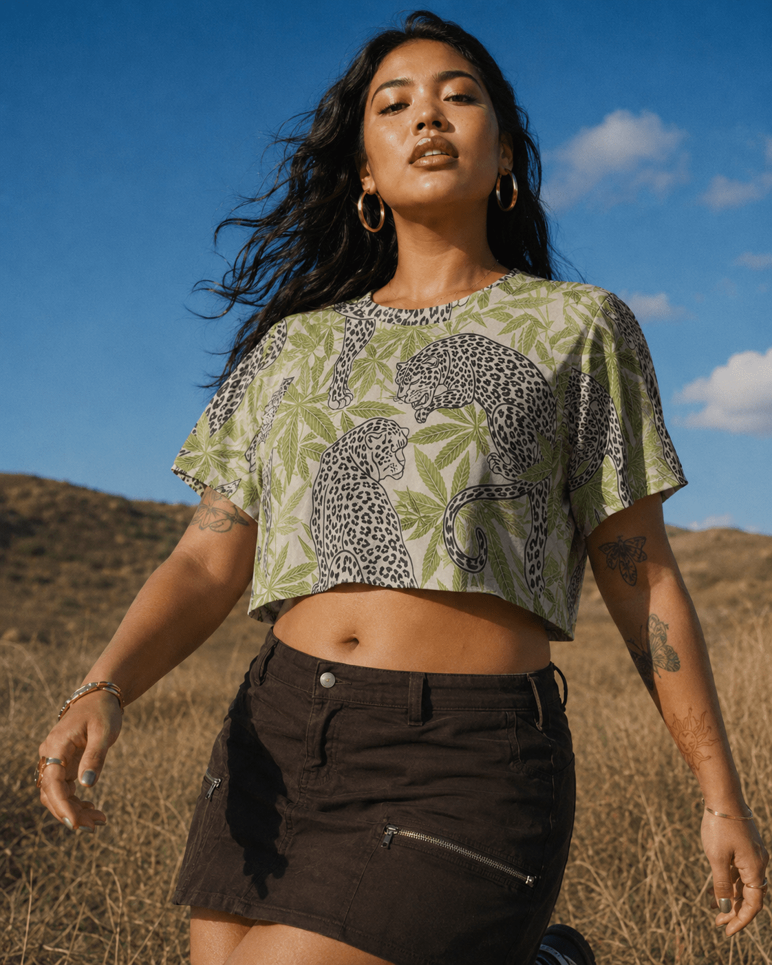 Leopard Cropped Ralgan T-Shirt