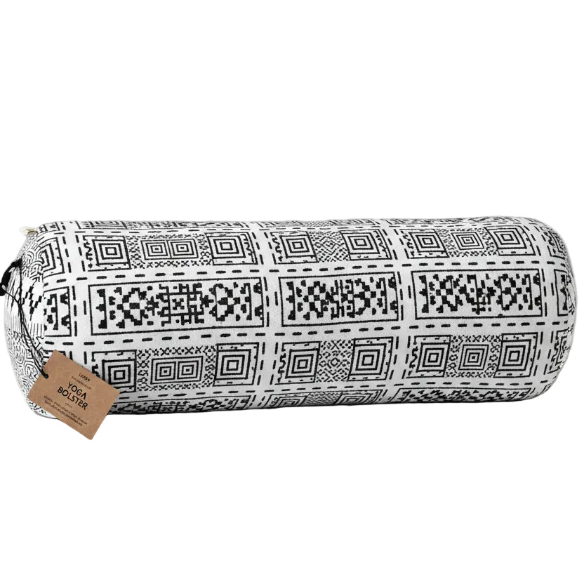 Round Yoga Bolster | Natural & Organic | Black & White Print