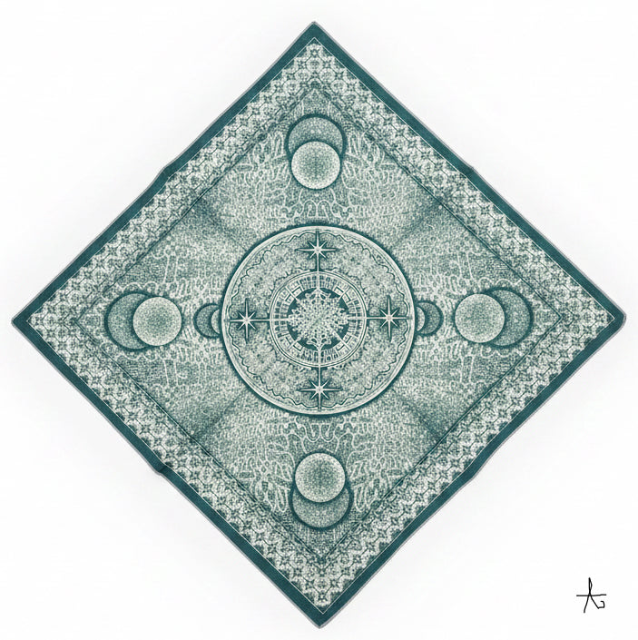 Shipibo Moon - Crystal Infused Bandana | Altar Cloth