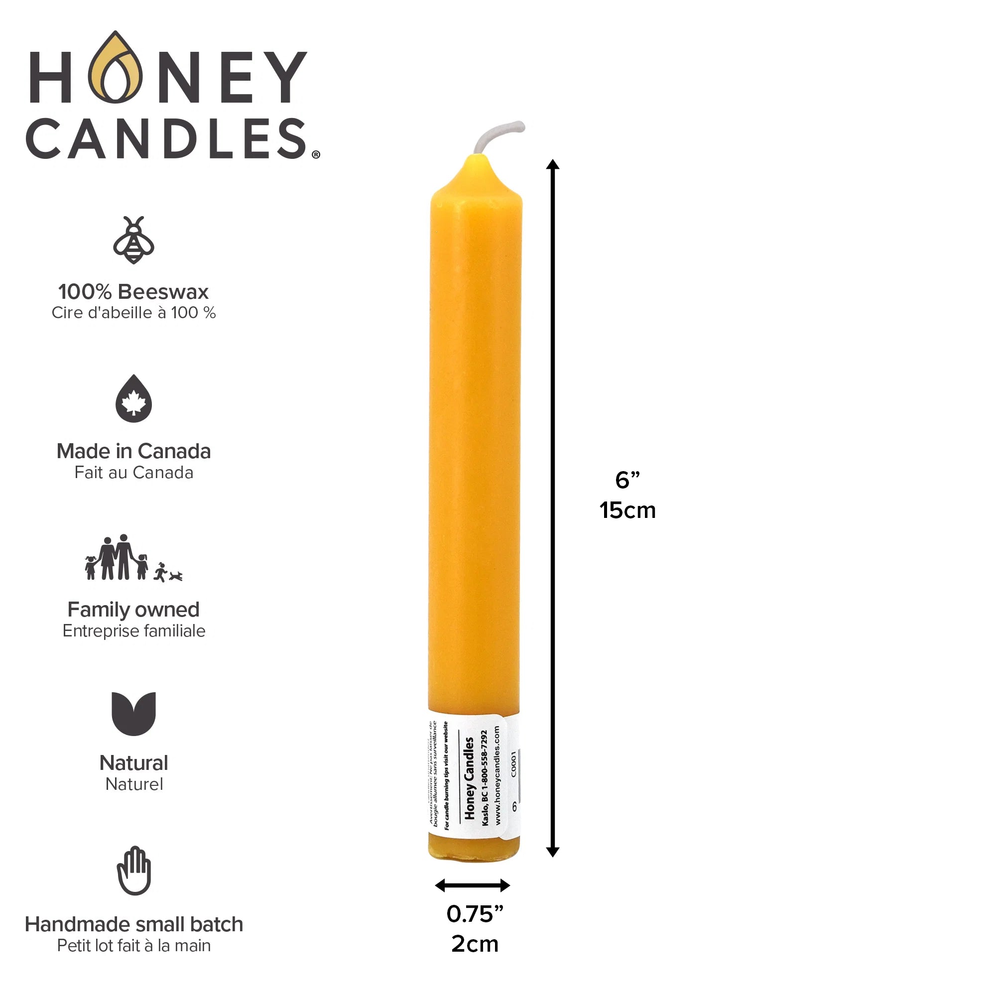 Tube Beeswax Candle -6 Inch