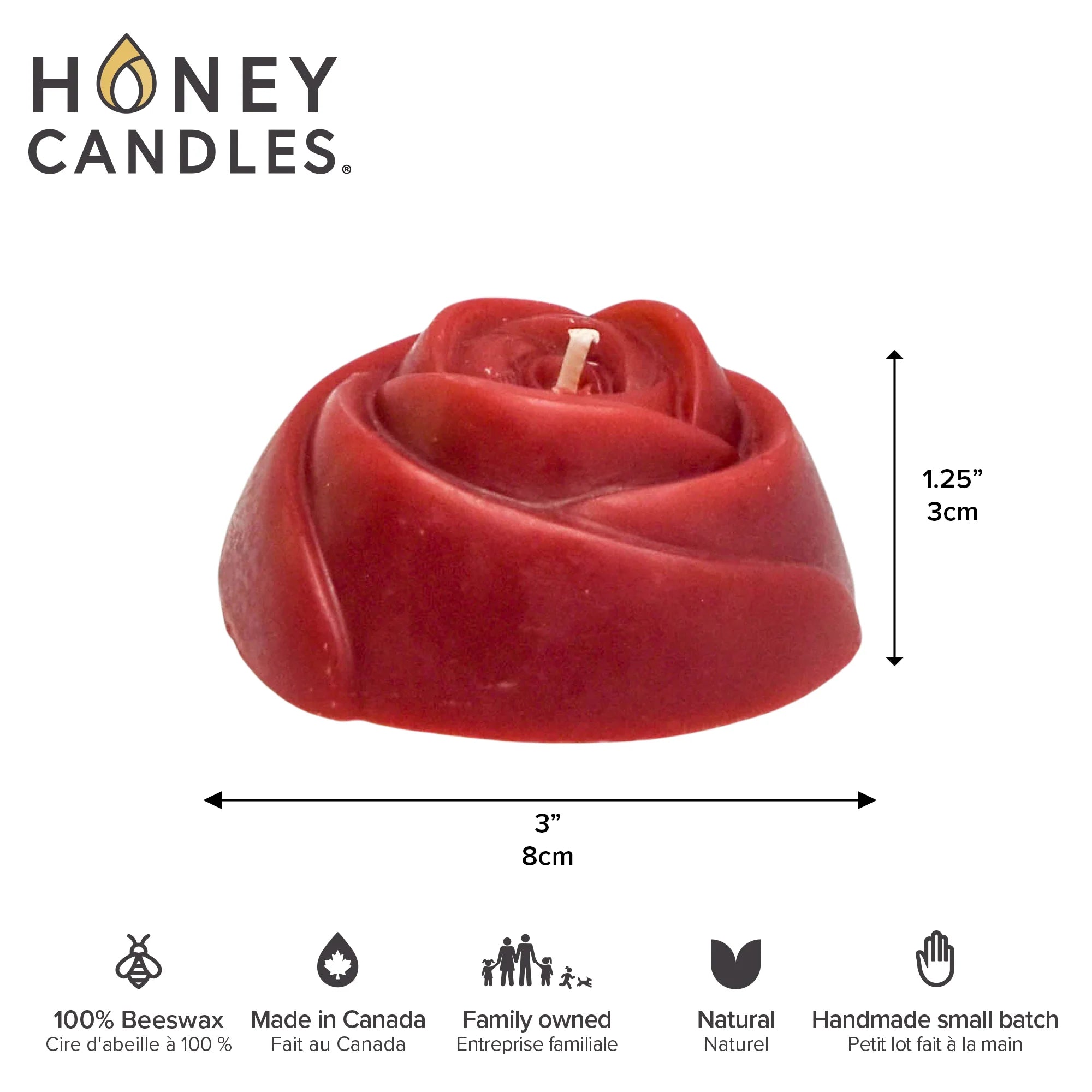 Rose Beeswax Candles - Burgundy