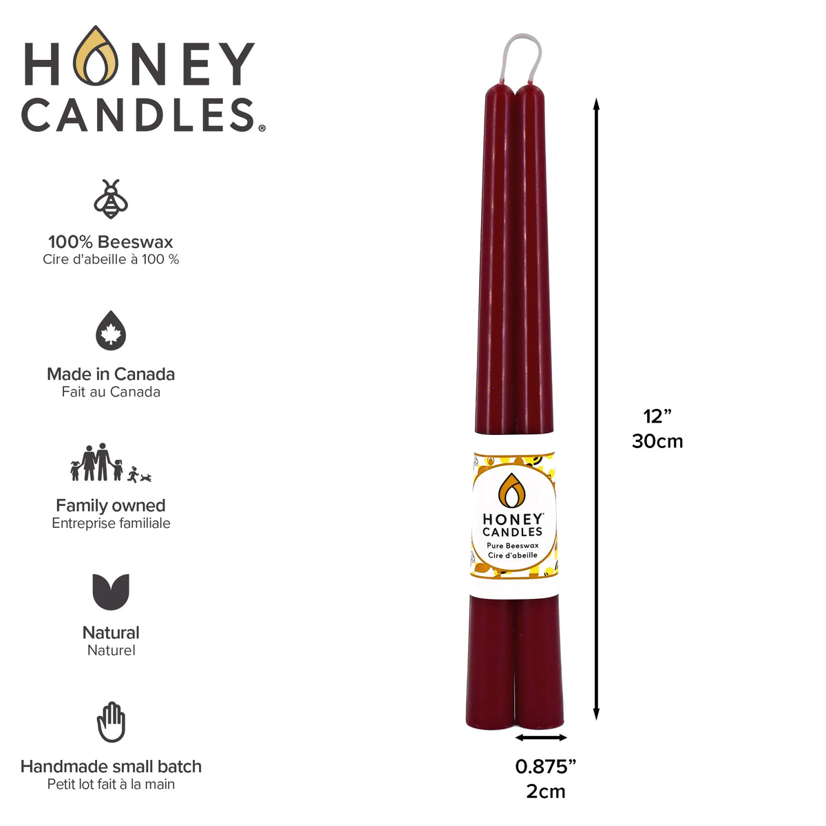 Coloured Beeswax Taper [Pair] - 12 Inch