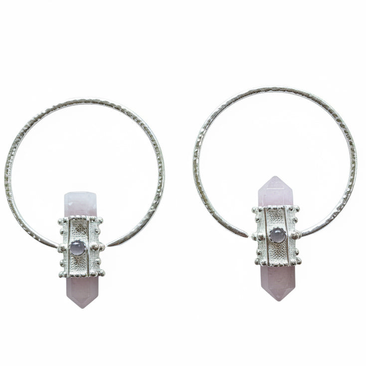 Royal Hook Earrings (Rose Quartz)