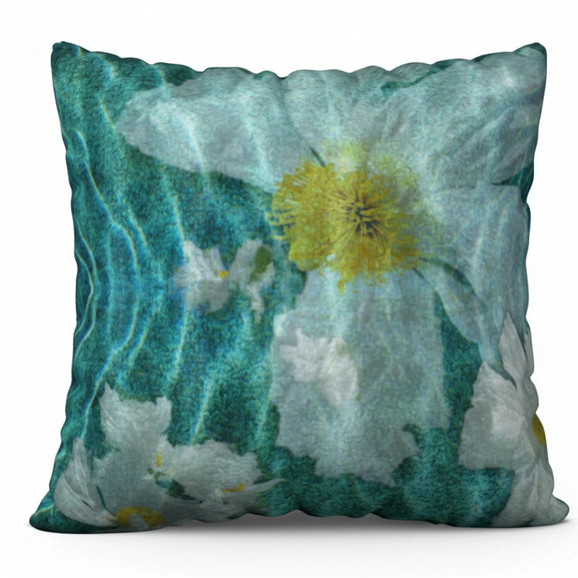 Water Floral | Velveteen Pillow Case - By Carolyn Quan