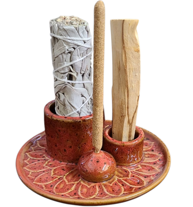 Ceramic Smudge Burner — Red