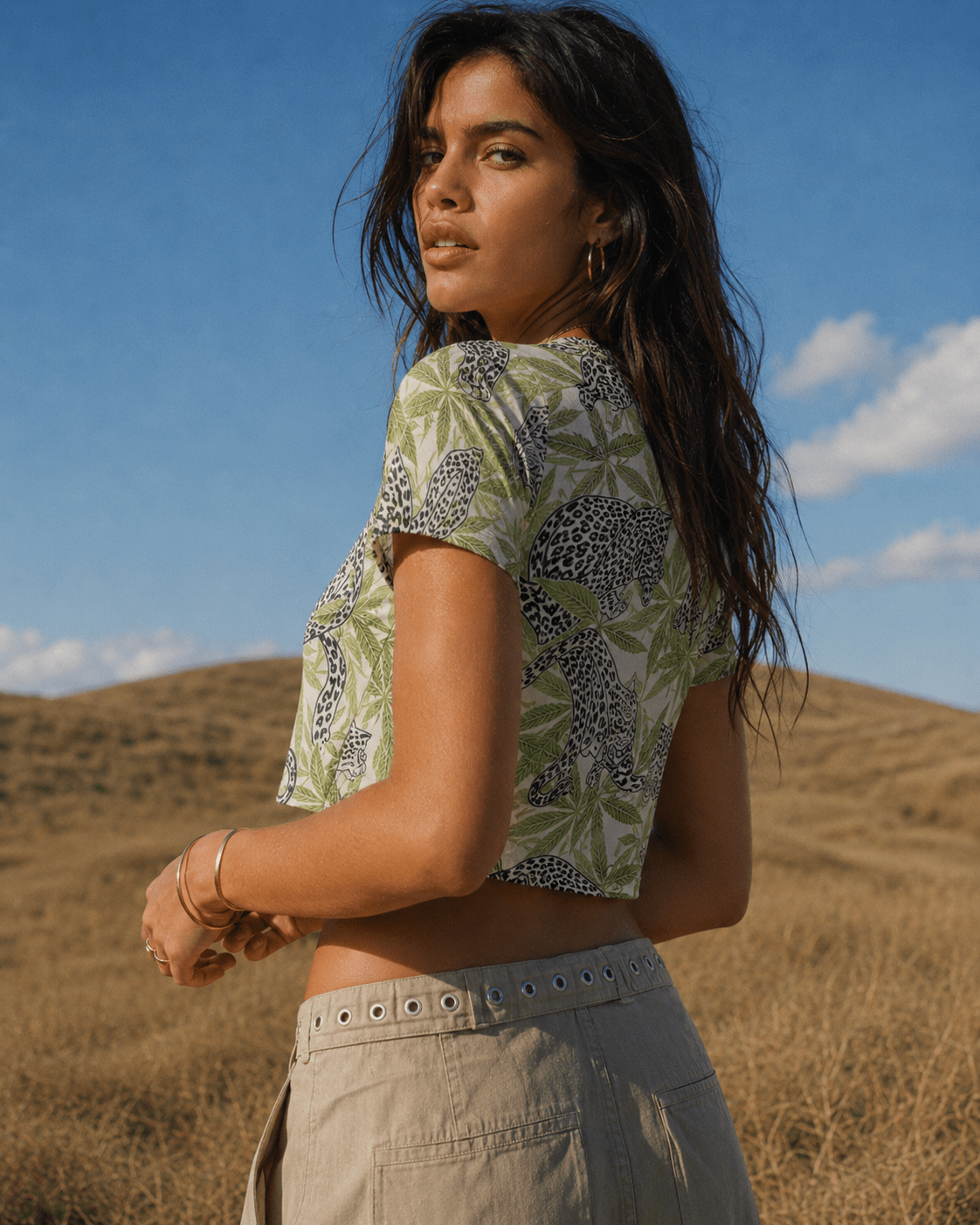 Leopard Cropped Ralgan T-Shirt