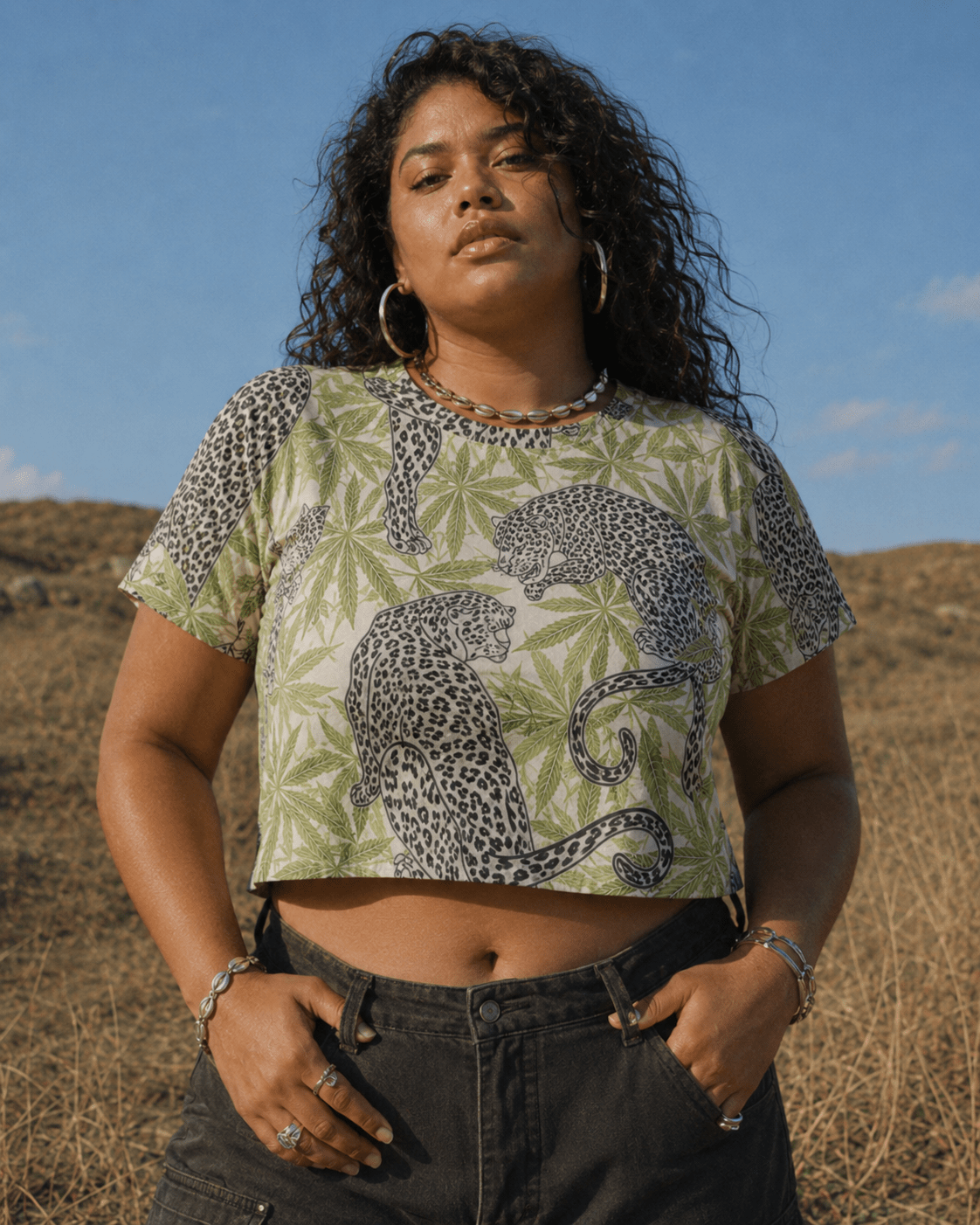 Leopard Cropped Ralgan T-Shirt