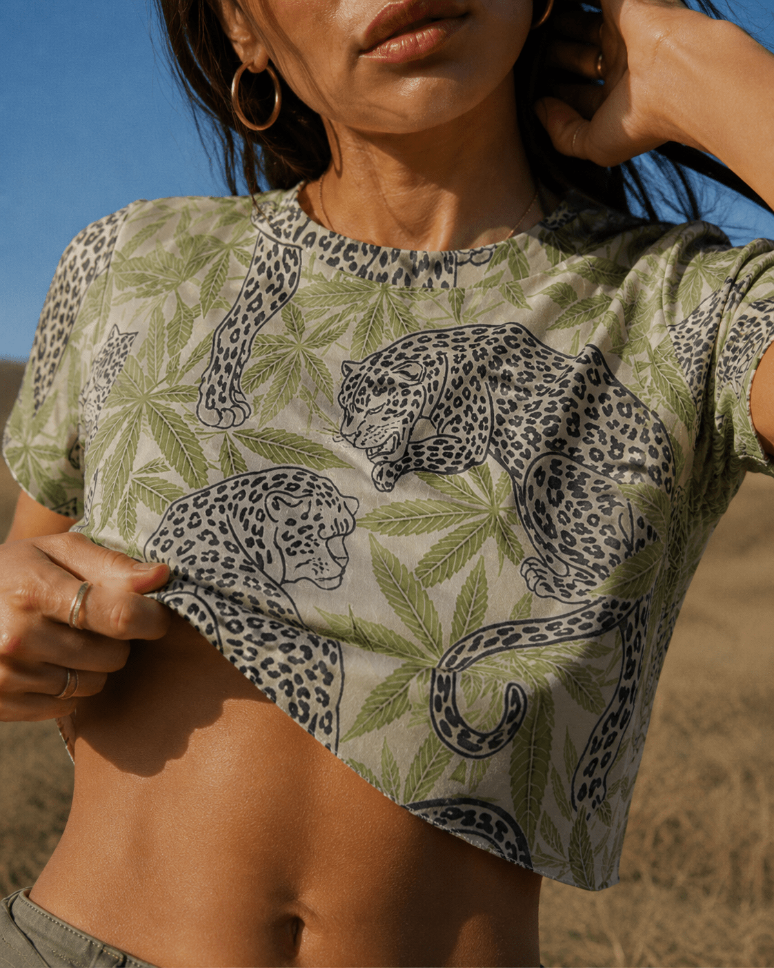 Leopard Cropped Ralgan T-Shirt