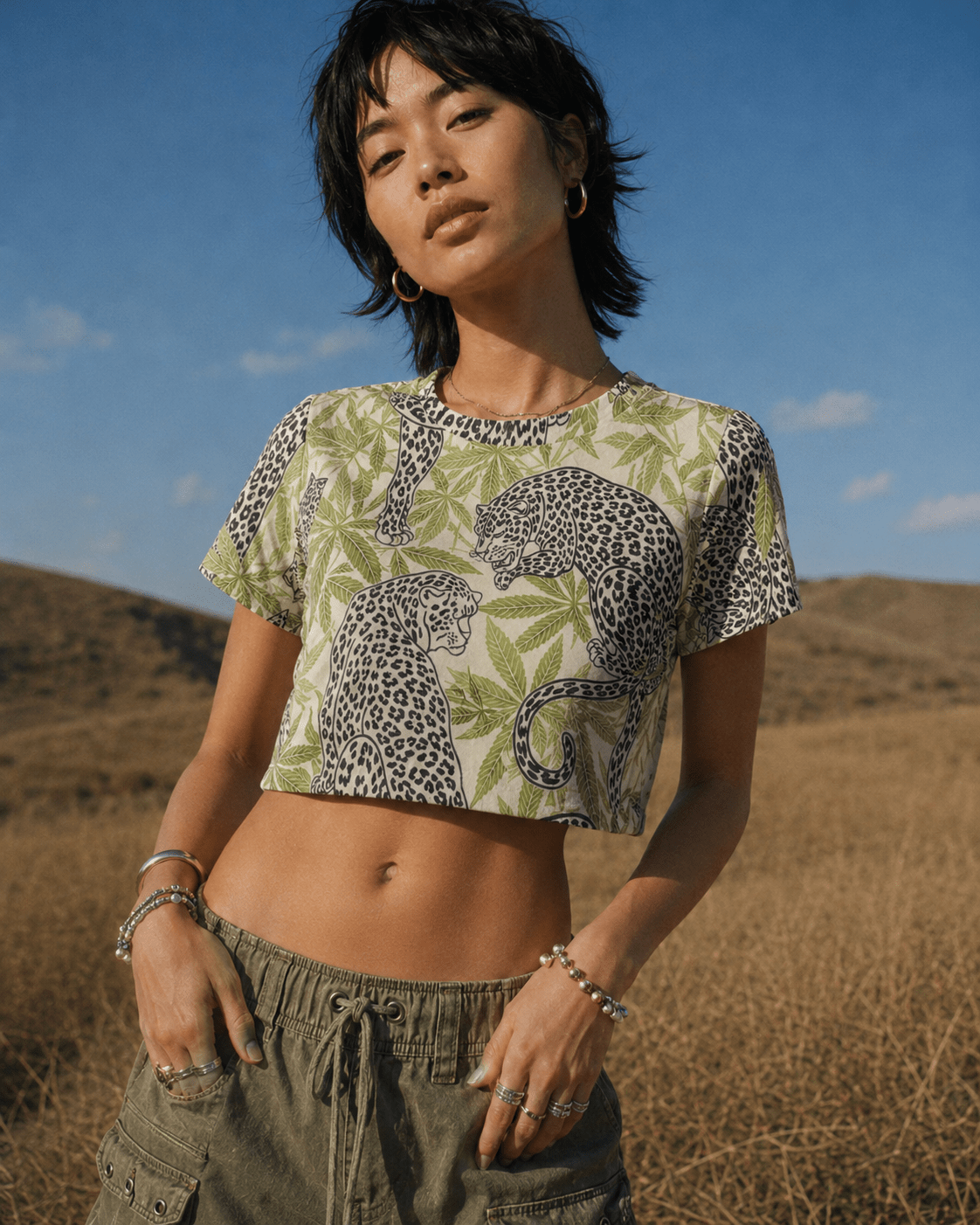 Leopard Cropped Ralgan T-Shirt