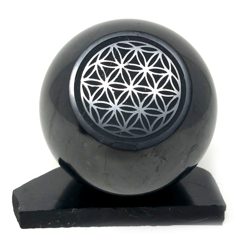 Shungite Engraved Sphere Polished - alter8.com